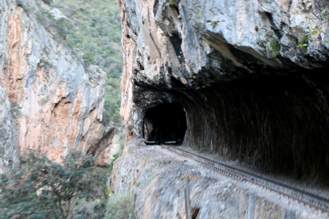 Kalavrita - Track going through narrow rock hewn tunnels